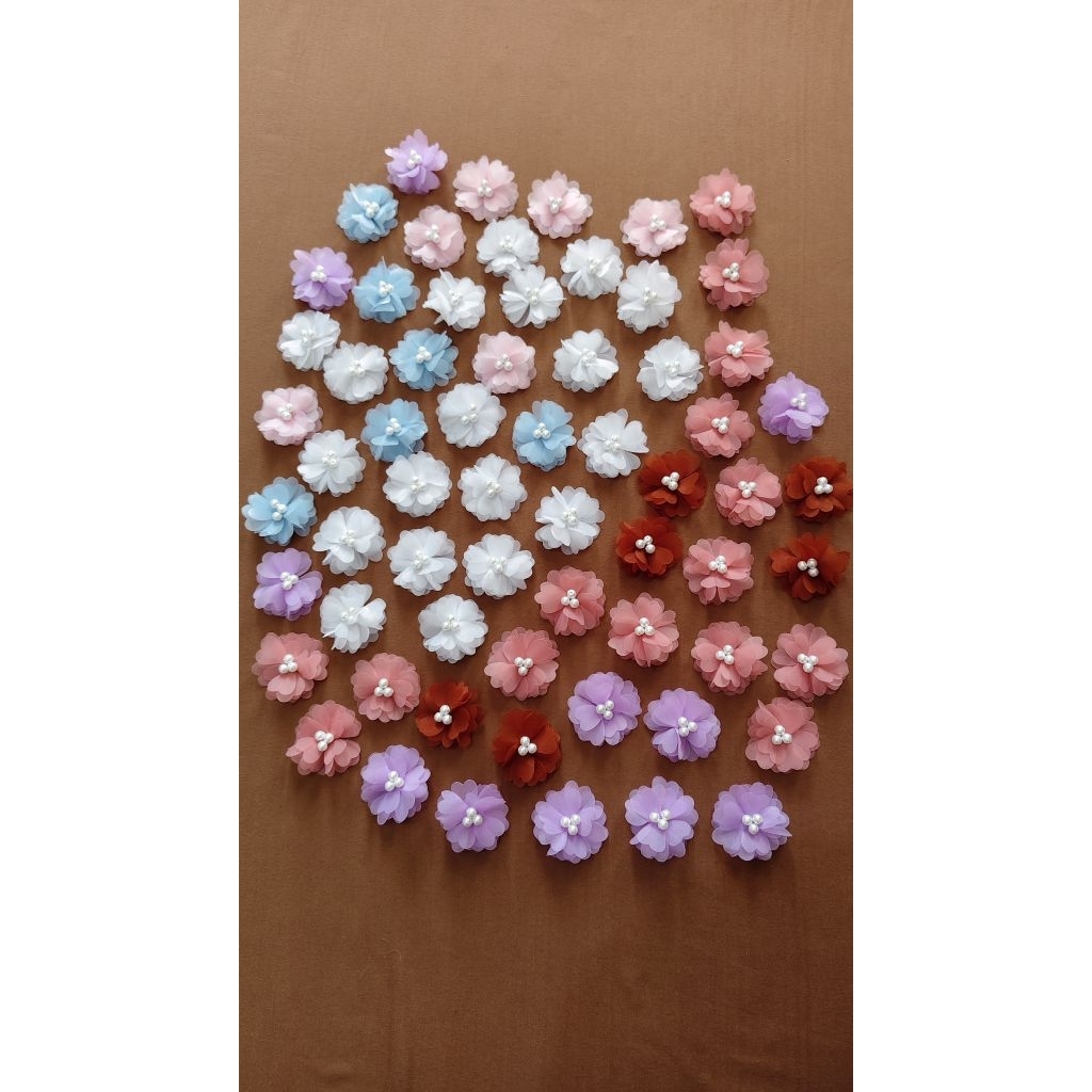 Bunga Organza 3d Mutiara Premium hiasan dress gaun kebaya selendang dan baju pesta lainnya