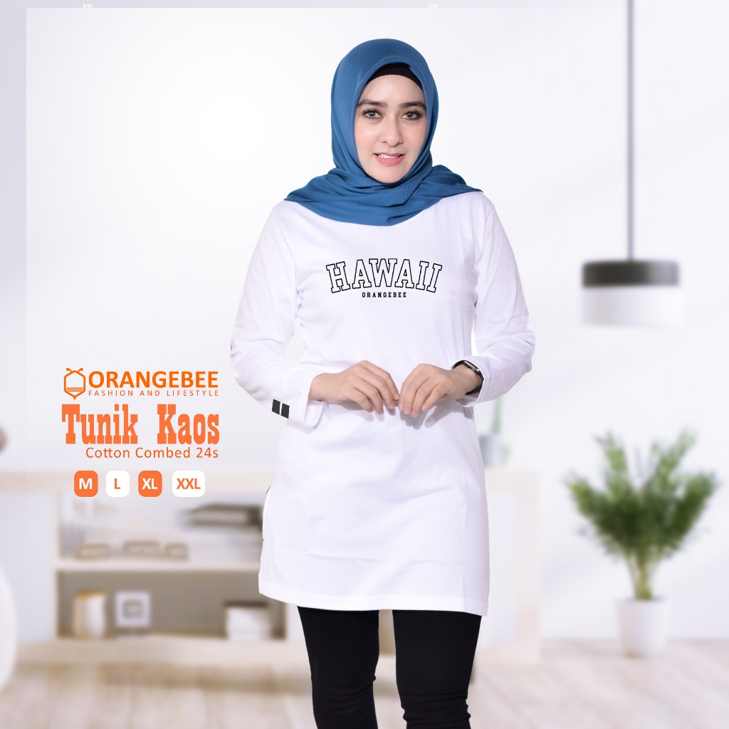 Tunik kaos Wanita - OrangeBee New Collection - Tunik Kaos - Tunik Muslimah - Tunik Kekinian - Terbar