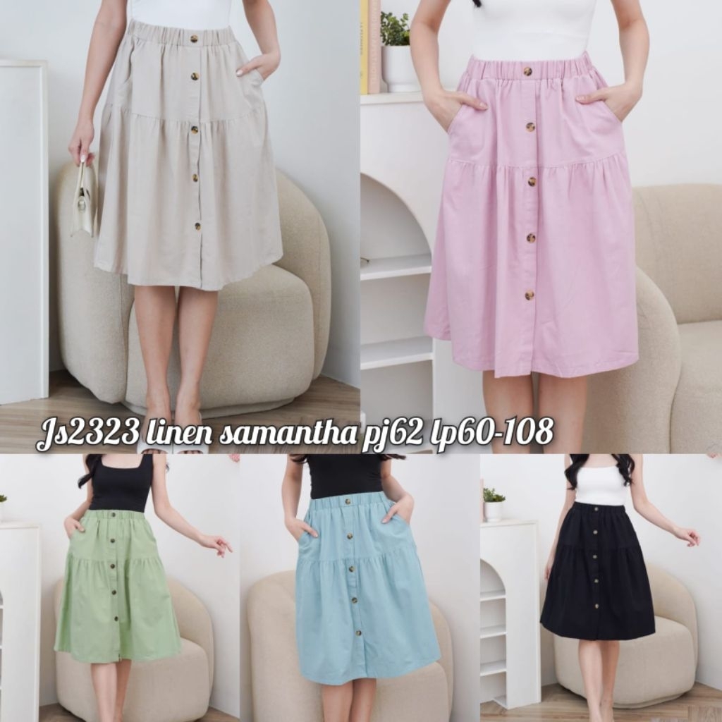 Rok katun linen /rok katun import polos (10223)