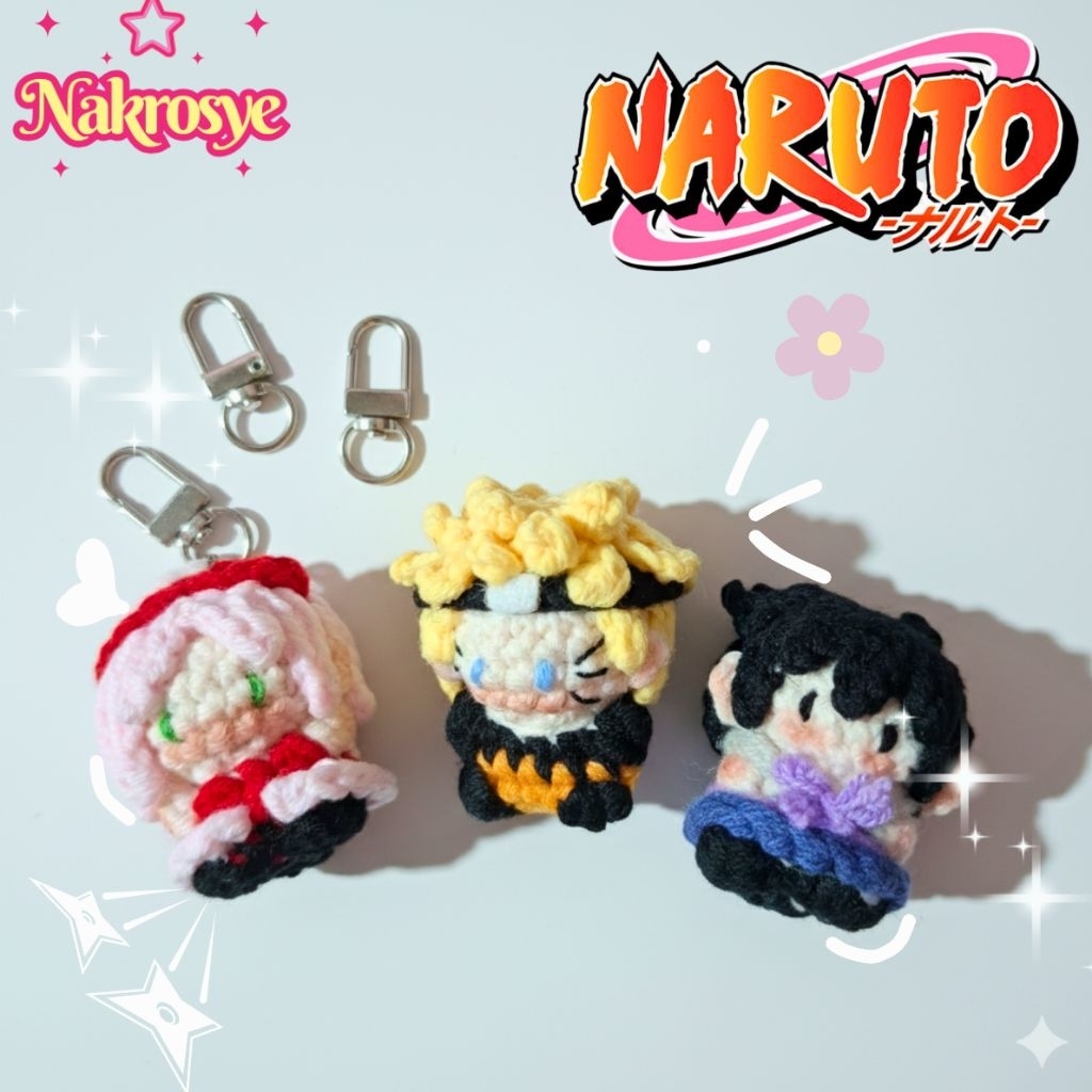[Nakrosye] Gantungan Kunci Rajut Naruto Sasuke Sakura | Amigurumi Naruto