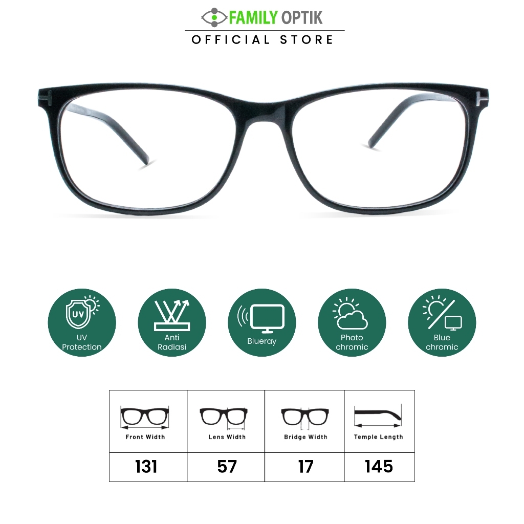 Family Optik - Kacamata Vintage Blueray Photocromic Anti Radiasi 7710