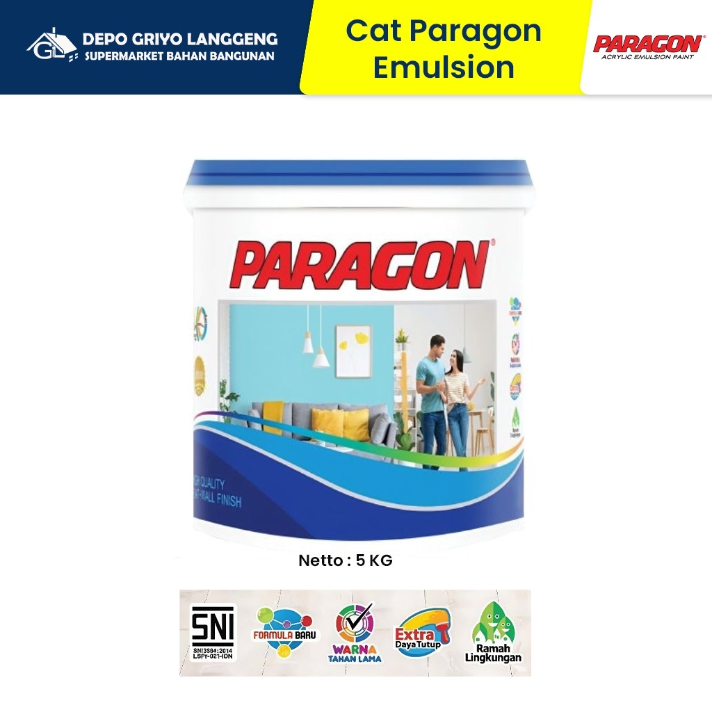 Paragon Cat Tembok 5kg Matte Finish 12m2/kg / CAT PARAGON EML PS- 5KG [TERMURAH KEMASAN 5KG]