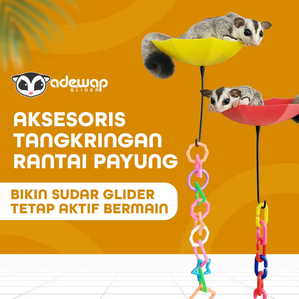 ADEWAP GLIDER Payung Gantungan Sugar Glider  Mainan Lompat Untuk Sugar Glider Lebih Bonding