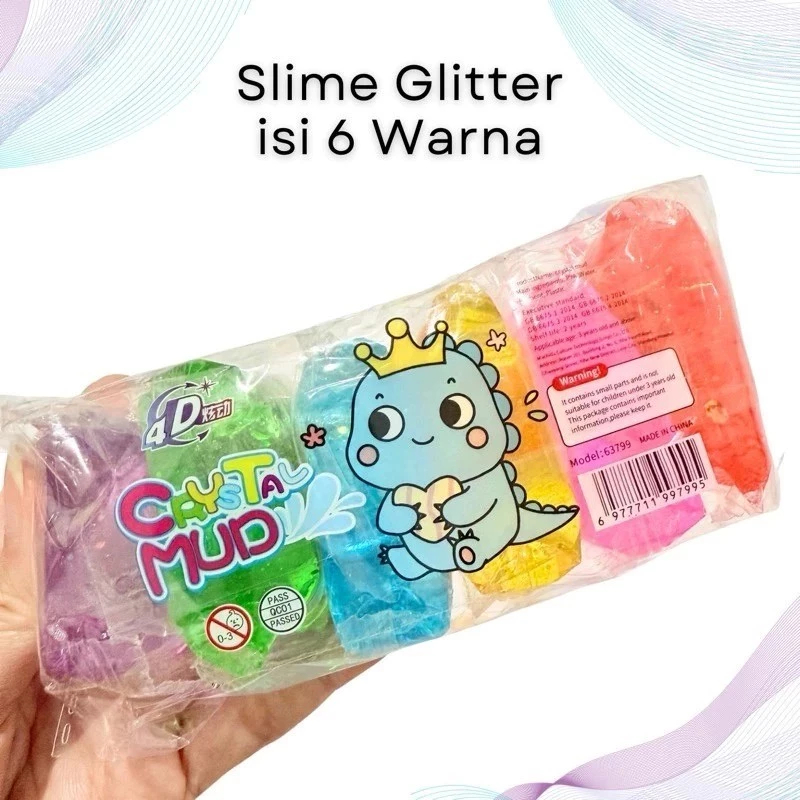 Crystal Mud Permainan Slime 6 Pcs Labubu Sanrio Dino