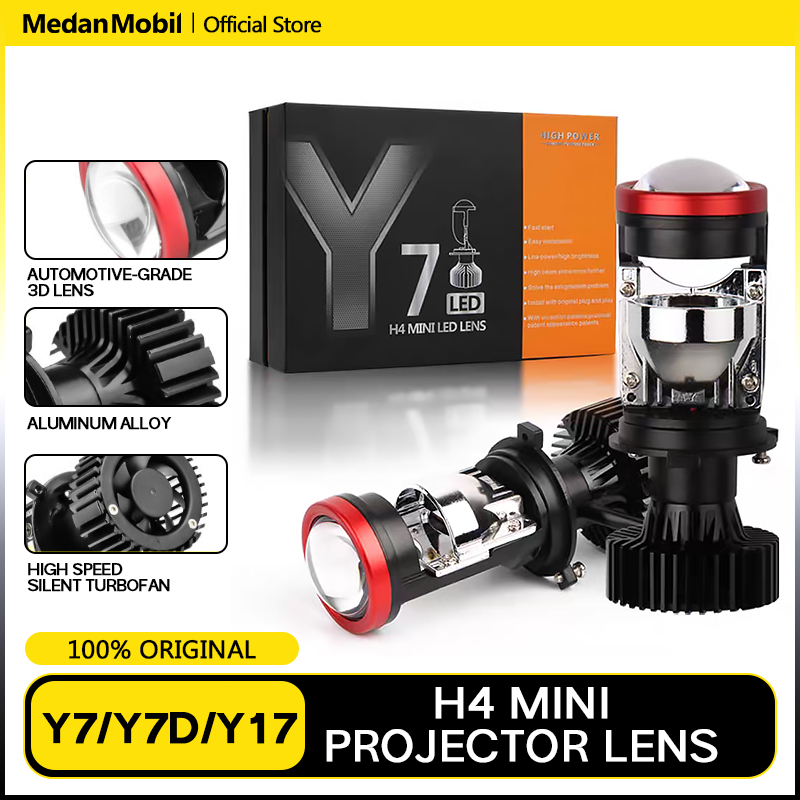 Lampu LED H4 Mini Projektor Y7 Y7D Y17 Projie Original Super Terang, Penerangan Optimal Mobil Motor