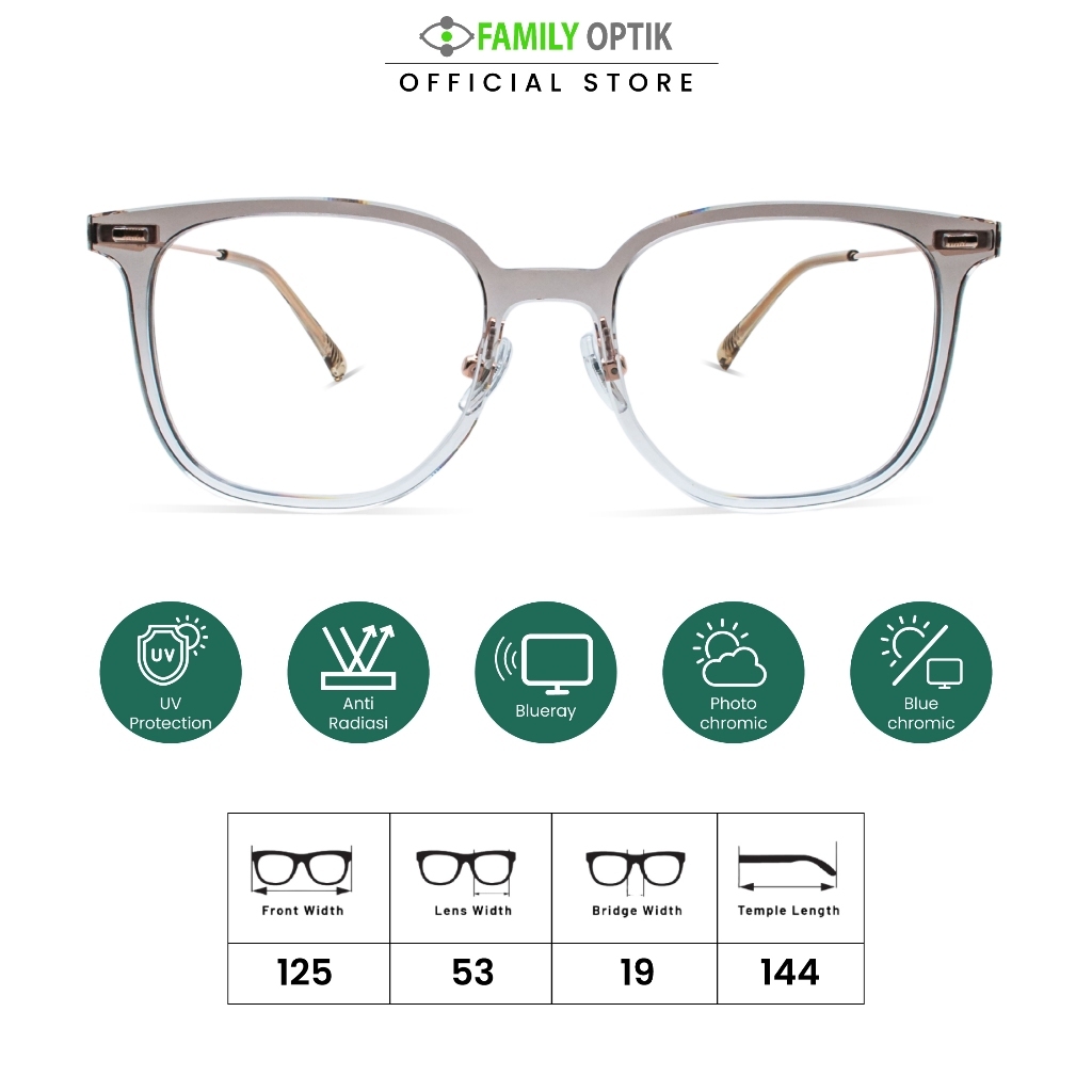 Family Optik - Kacamata Vintage Blueray Photocromic Anti Radiasi 20476