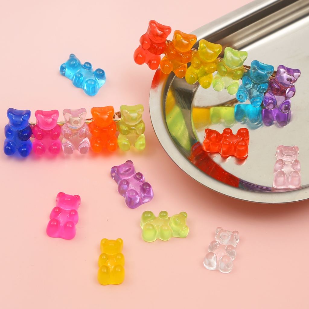 10pcs Kantung Charm Beruang Permen Resin Lucu 20x11mm - Aksesori DIY Gummy untuk Anting, Gantungan K