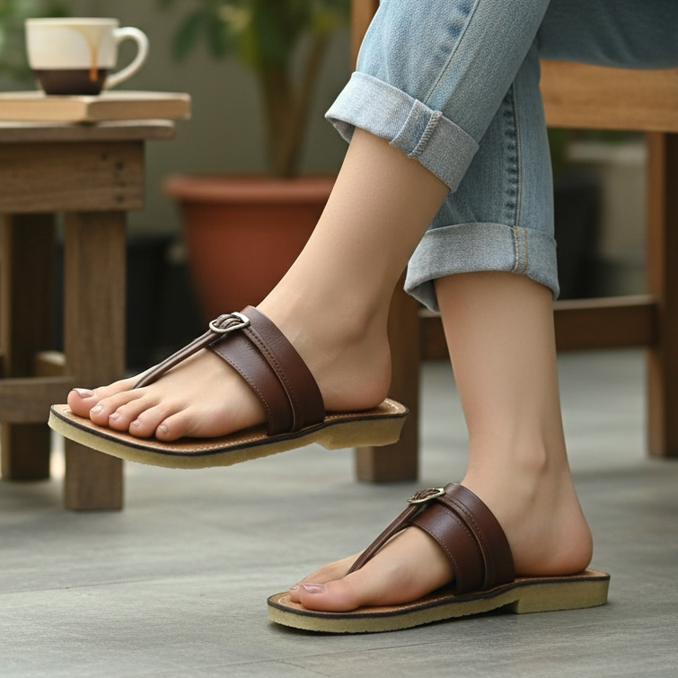 Sandal Jepit Tarumpah Kulit Asli Karet Mentah Kasual Pria Wanita