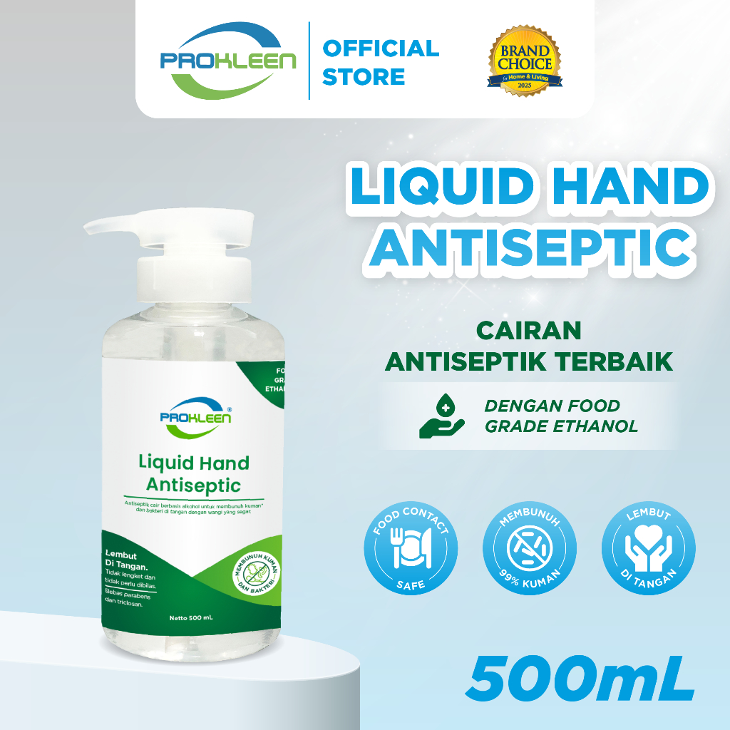 PROKLEEN Hand Sanitizer Cair 70% Antiseptic Food Grade Aseptic 500mL
