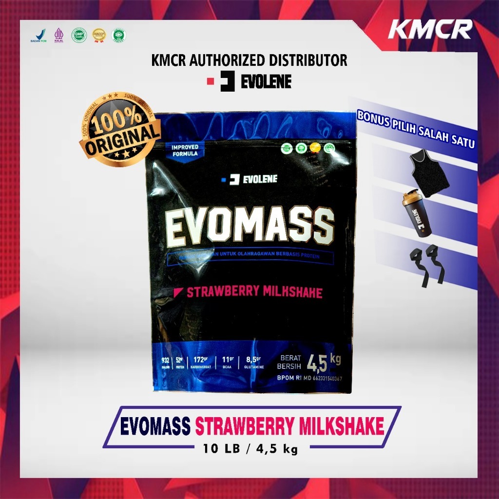 EVOLENE EVO MASS 10 LB 4,5kg EVOLENE EVOMASS GAINER BULKING SUSU GYM FITNESS - KMCR LOMBOK