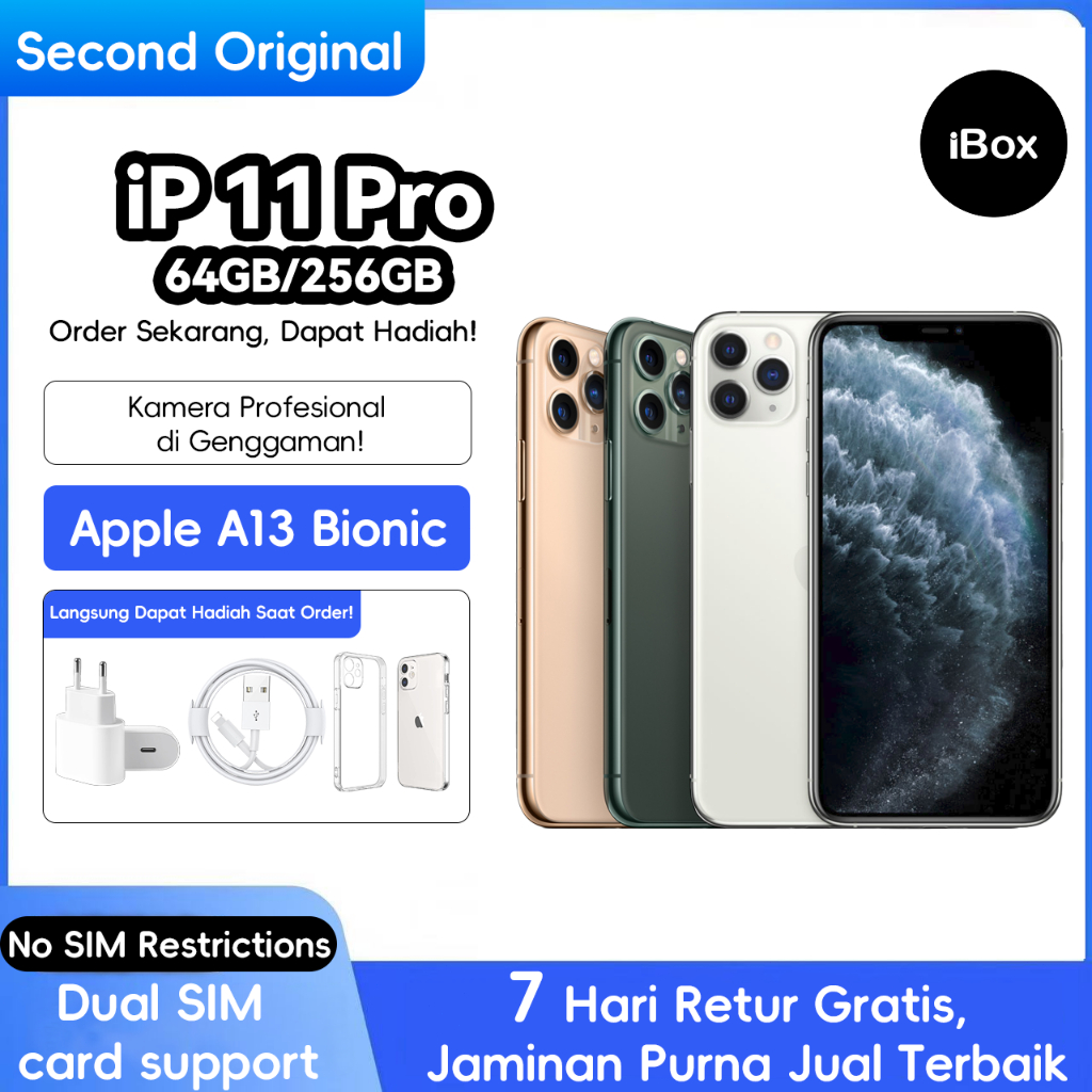 iphone 11 pro ibox original 100% 64GB 256GB ip 11 pro Normal Bekas Second Fullset Kondisi Mulus 99%