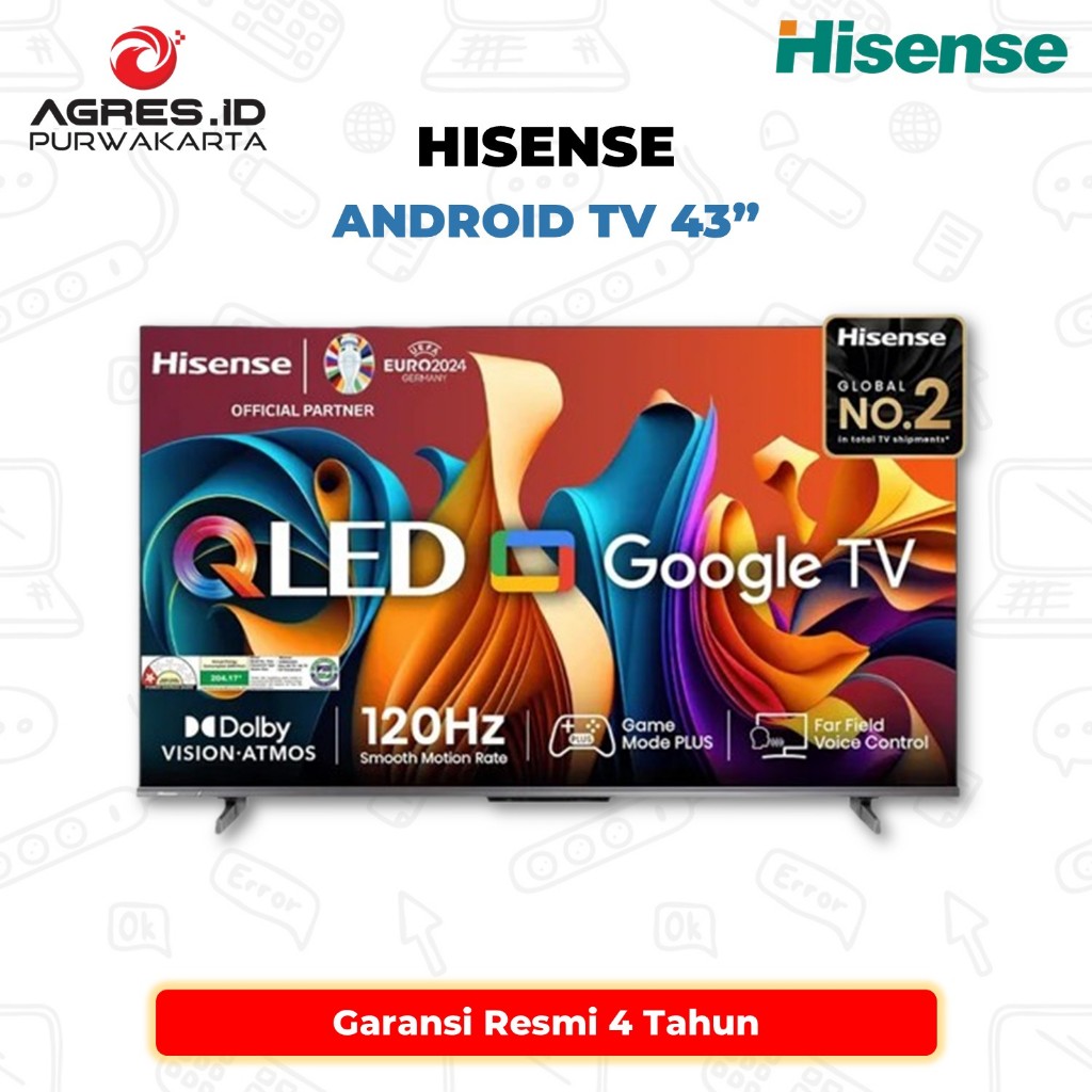 Hisense Google TV 43 Inch Uhd Qled 120Hz Garansi Resmi