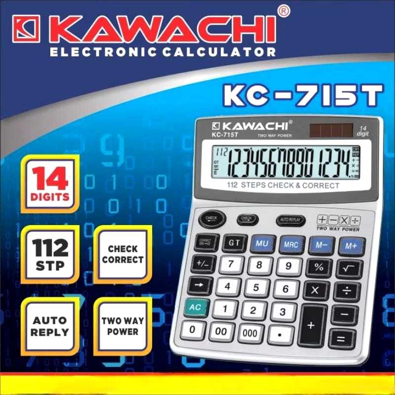 KALKULATOR 14 DIGIT TOMBOL CRYSTAL / KALKULATOR BESAR 14 DIGIT KC 715T / KAWACHI