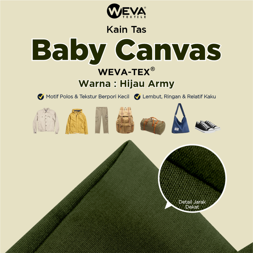 Bahan Kain Baby Canvas Hijau Army