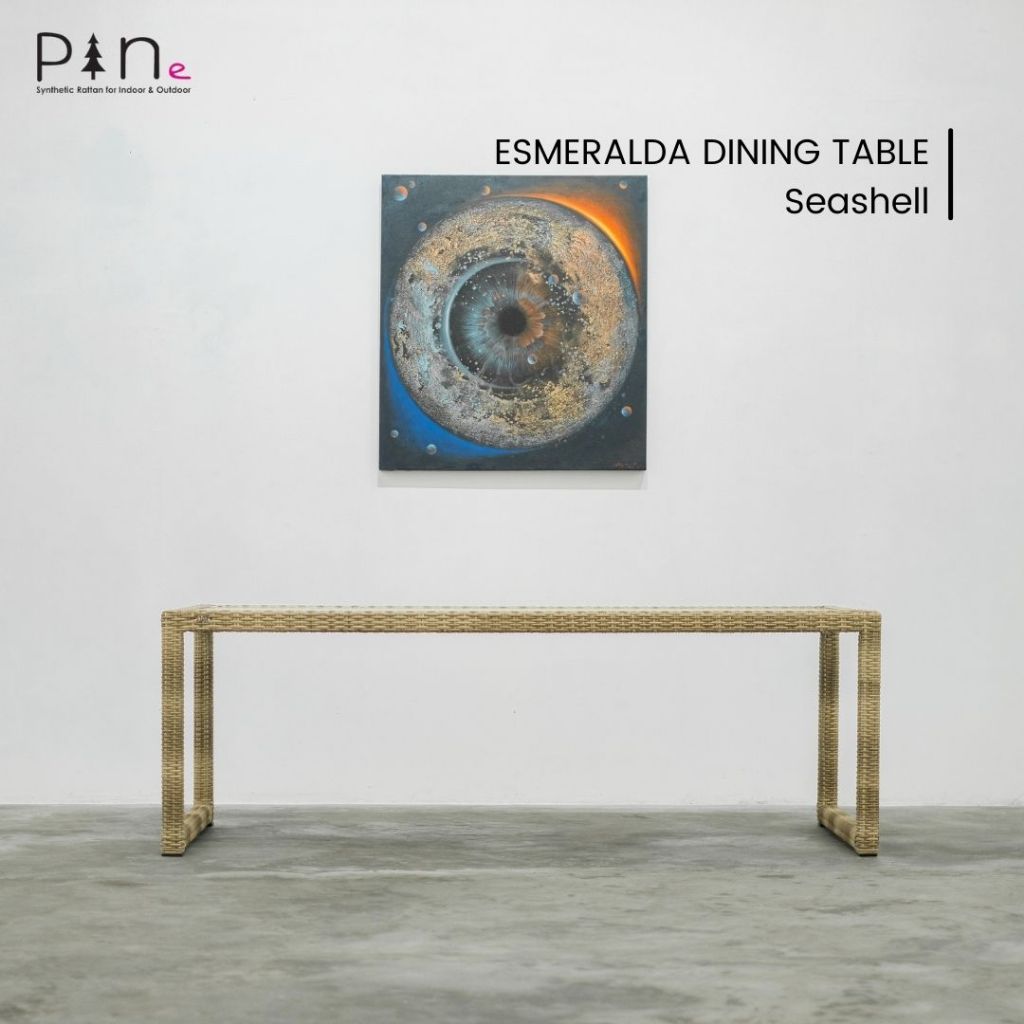 Meja Makan Panjang 200cm Minimalis Rotan Sintetis Modern Outdoor - Esmeralda Dining Table 200*80 cm