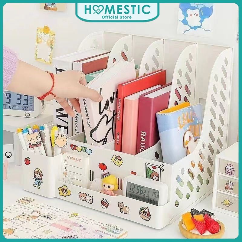 Rak Buku Minimalis Aesthetic Tempat Buku Desktop Organizer File Serbaguna Box File Rak Buku Sekat