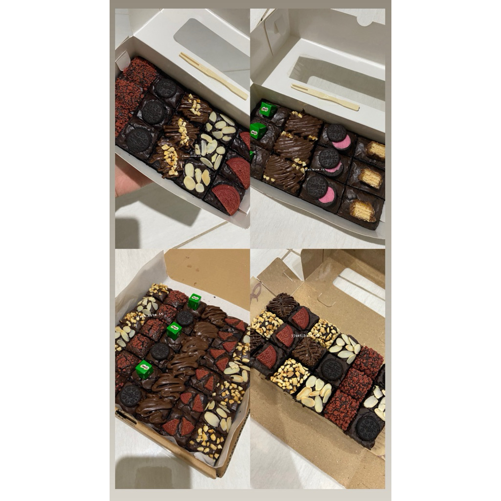 Fudgy Brownies | Fudgy Brownies Full Topping Sekat 20x20 dan 20x10 | Fudgy Brownies Full Topping Nyo