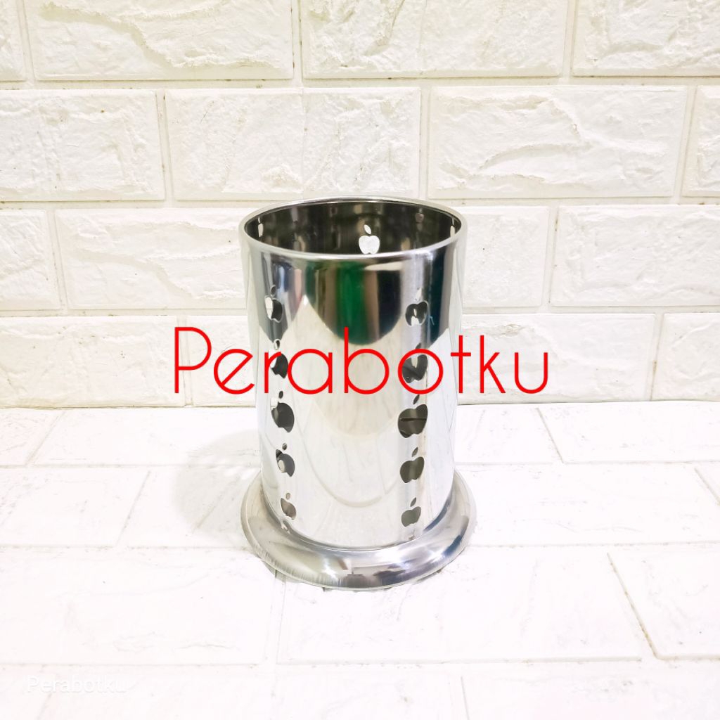 Tempat Sendok Stenlis Motif Apel GH-179 / Wadah Sendok Stainless Steel