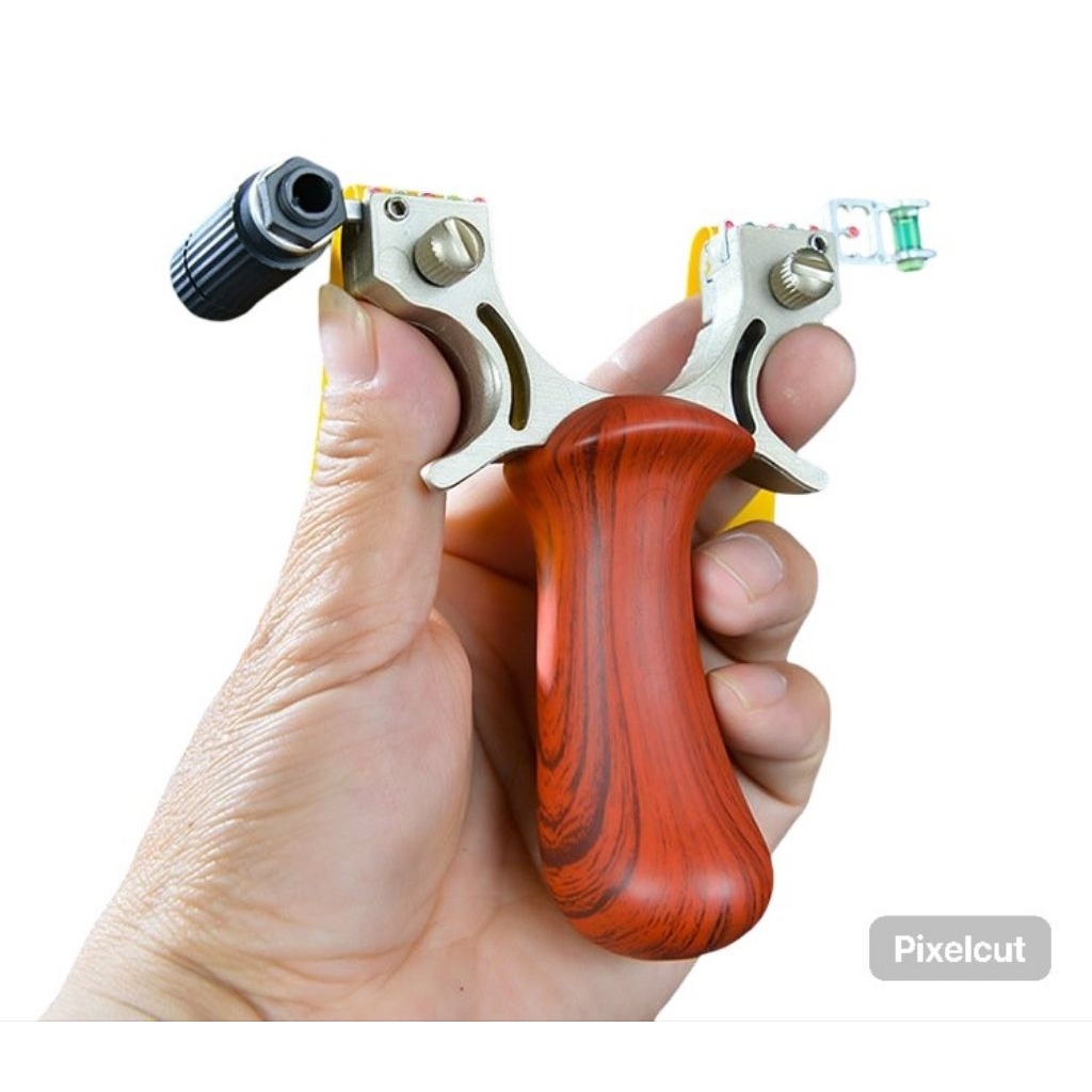 Ketapel piaoyu 1 set bahan metal gagang ABS motif kayu