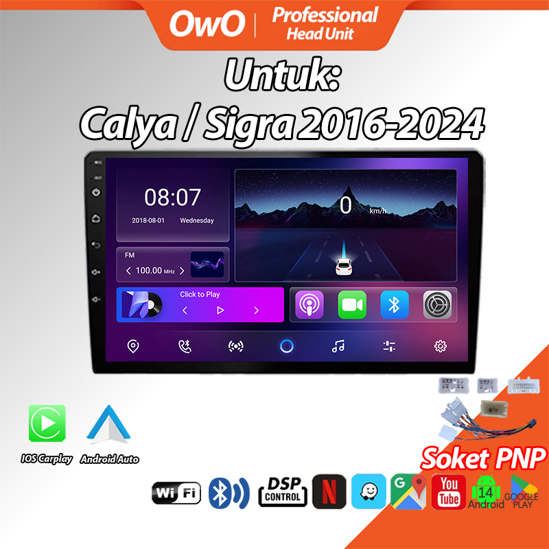 Calya/Sigra 2016-2024 Head Unit 9inch 8+128GB Android14 Lightning-fast CPU 1.5Ghz Double Din Mobil w