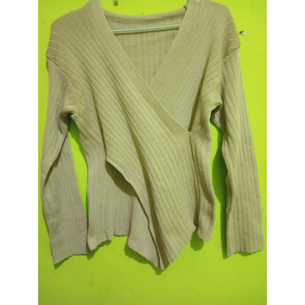 jiso knitwear cardigan v-neck korena style top atasan rajut, cewek dewasa lengan panjang