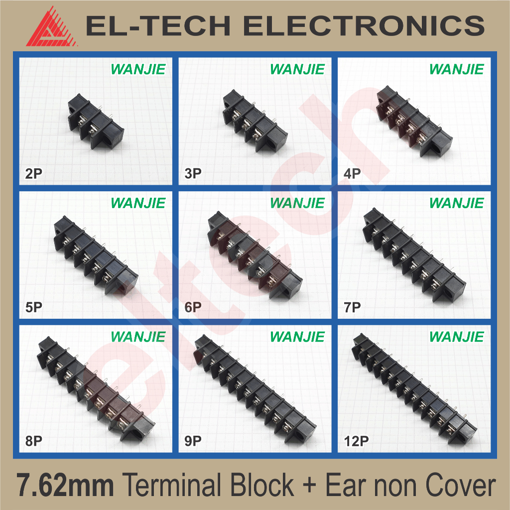 7.62mm Terminal Block Blok 7.62 mm 2P 3P 4P 5P 6P 7P 8P 9P 10P 12P 20P 2 3 4 5 6 7 8 9 10 12 20 P Pi
