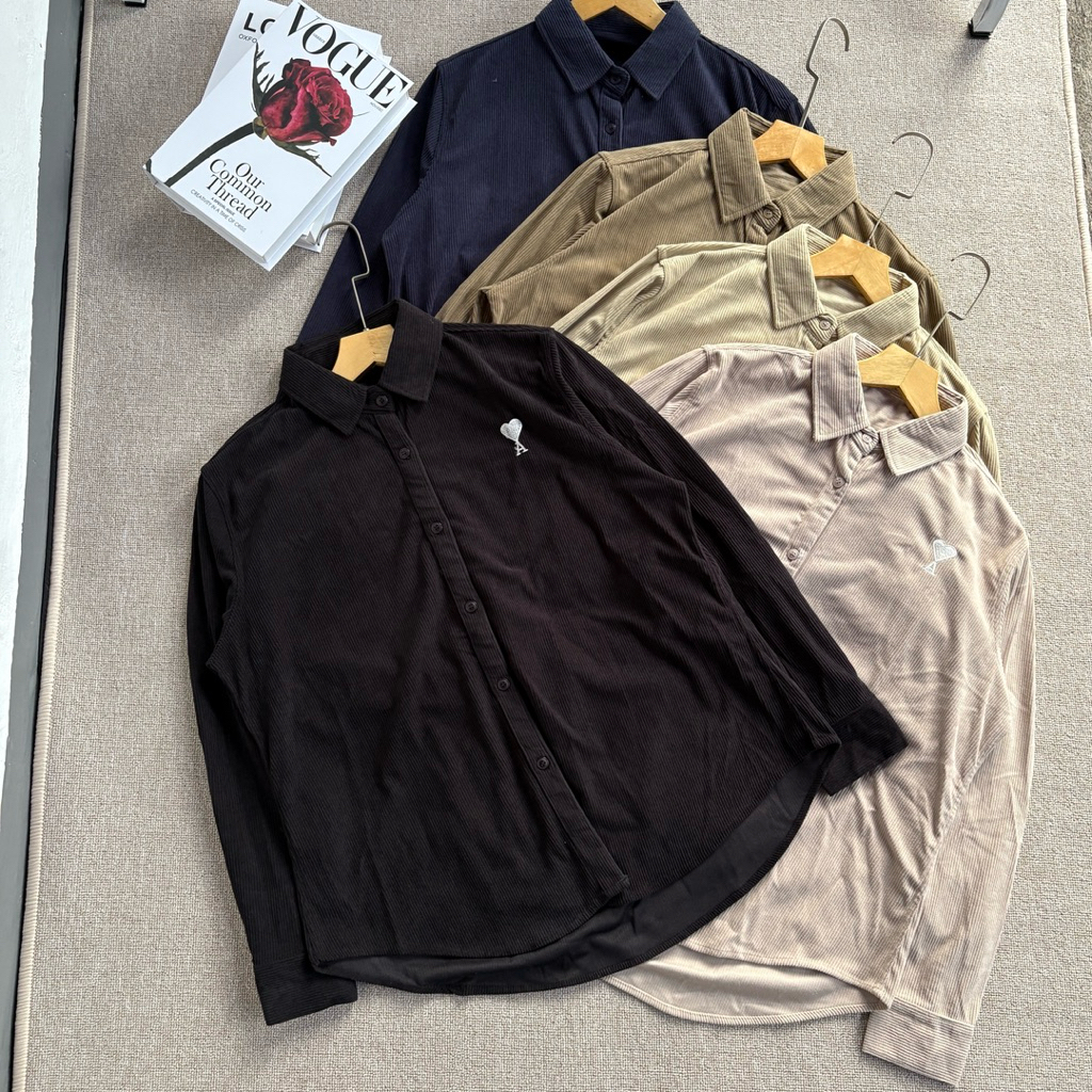 ( Gummy ) Love "A" Shirt || Kemeja wanita corduroy bordir || Korean style