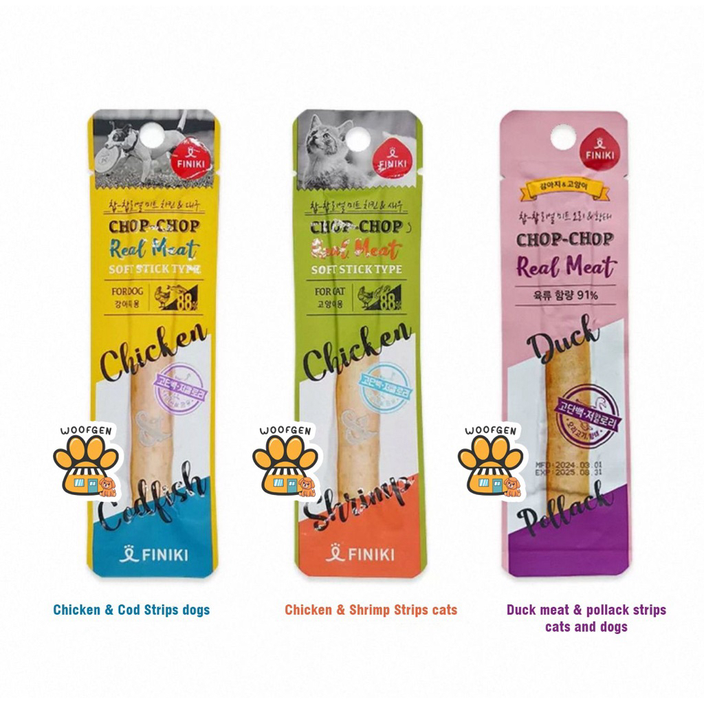 snack anjing FINIKI Chop-Chop 1 pc Real Meat Soft Stick Snack Anjing Import Korea