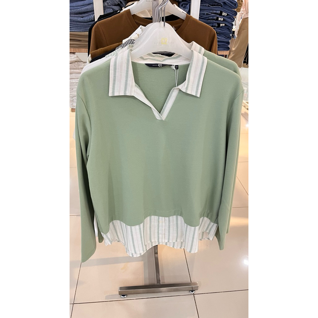 KAOS KERAH KEMEJA C2 LENGAN PANJANG, SIZE L