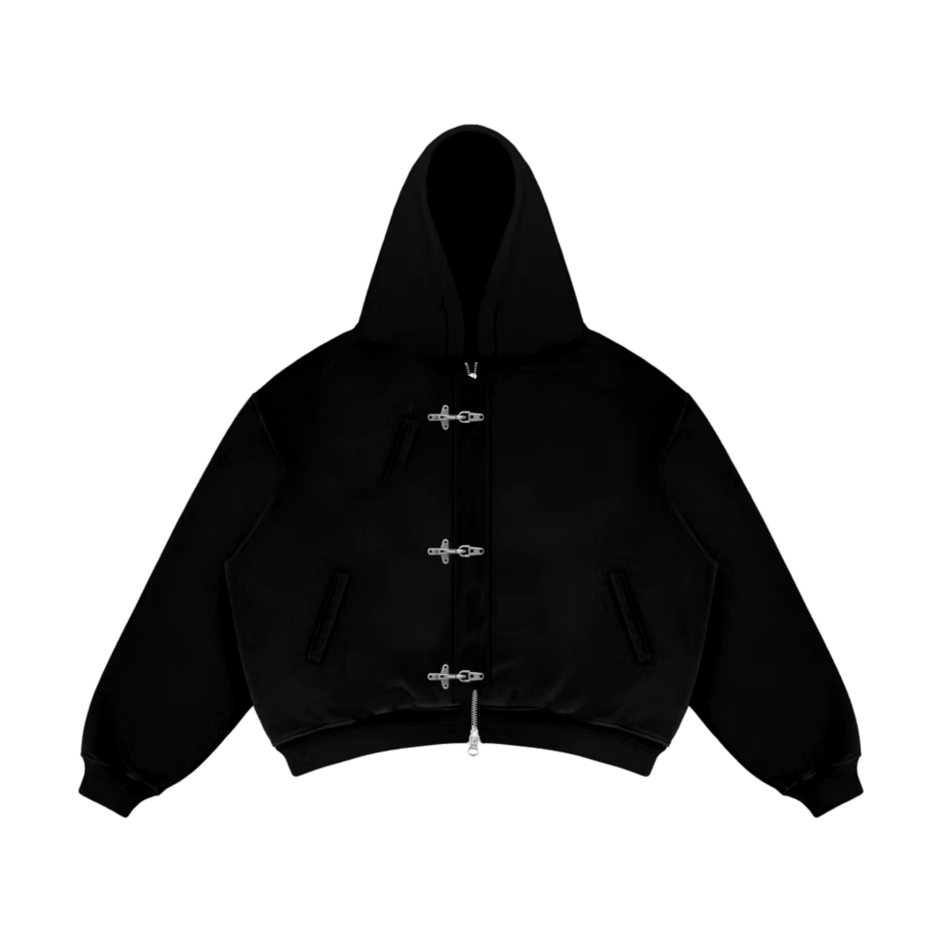 ZODIAK | Jaket Sweater Hoodie Boxy Double Zipper Oversize Fireman Clasp STARTLE Hitam Distro Ori