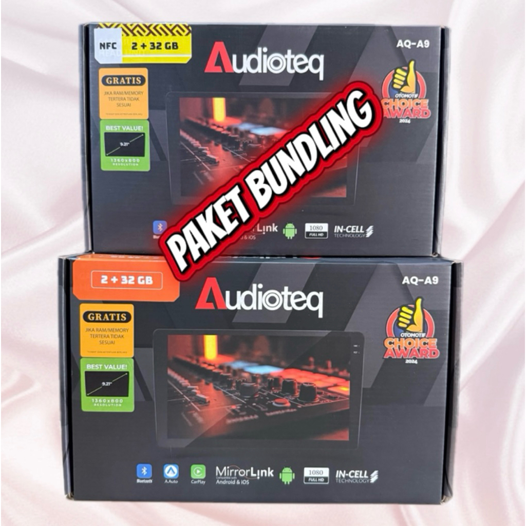 PAKET BUNDLING ANDROID 9 INCH AUDIOTEQ RAM 2/32 GB + RAM 2/32 GB - NFC
