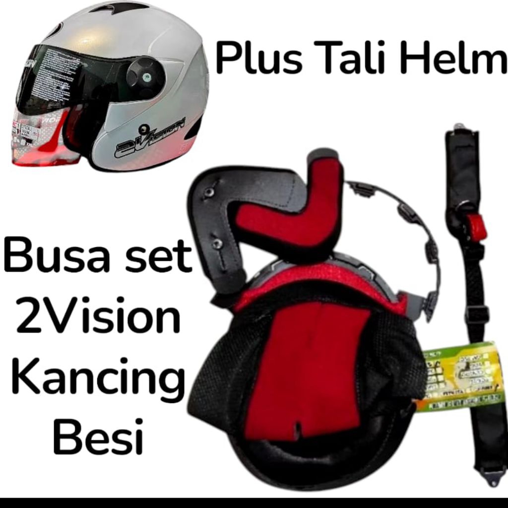 Busa helm kyt 2Vision Full set Kancing besik + tali helm kyt 2Vision
