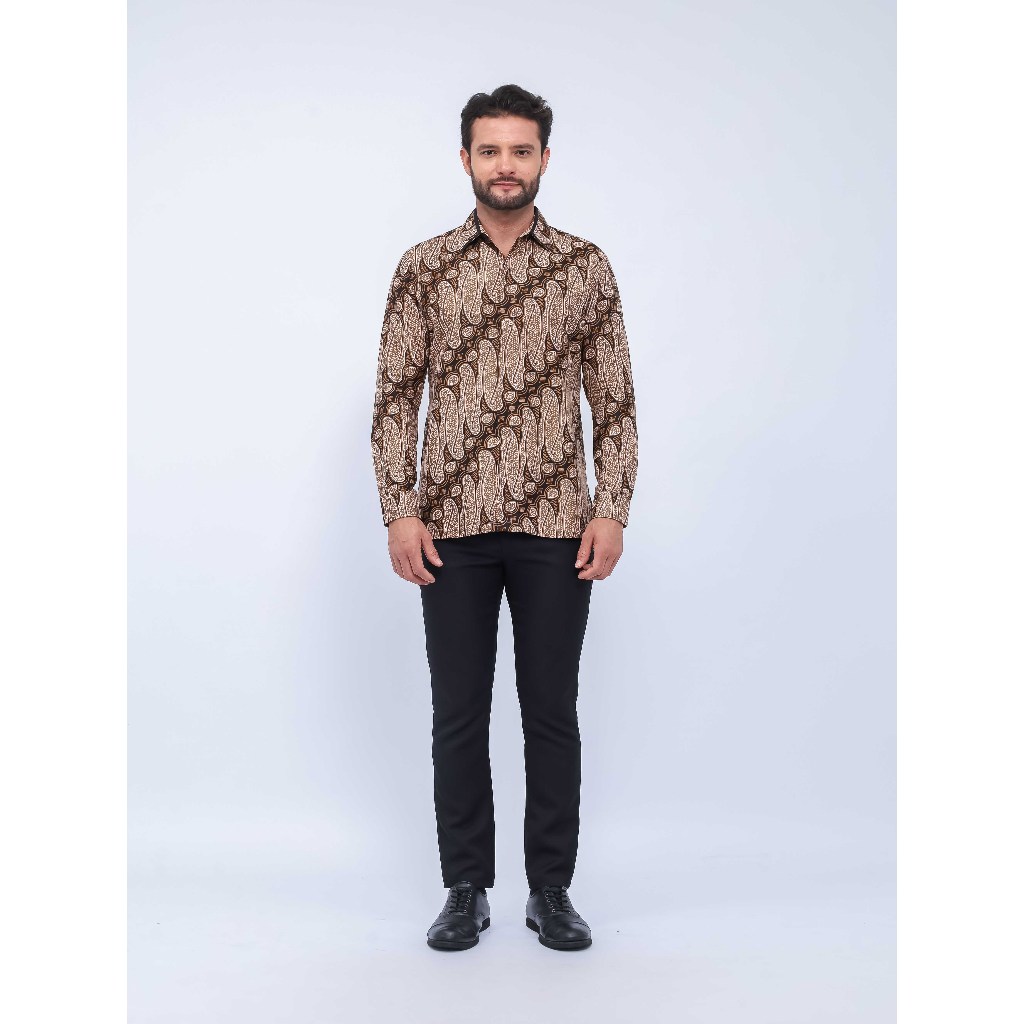 Batik Adiharjo Kemeja Lengan Panjang Parang Barong Ageng Brown | Kemeja Batik Pria Katun Premium