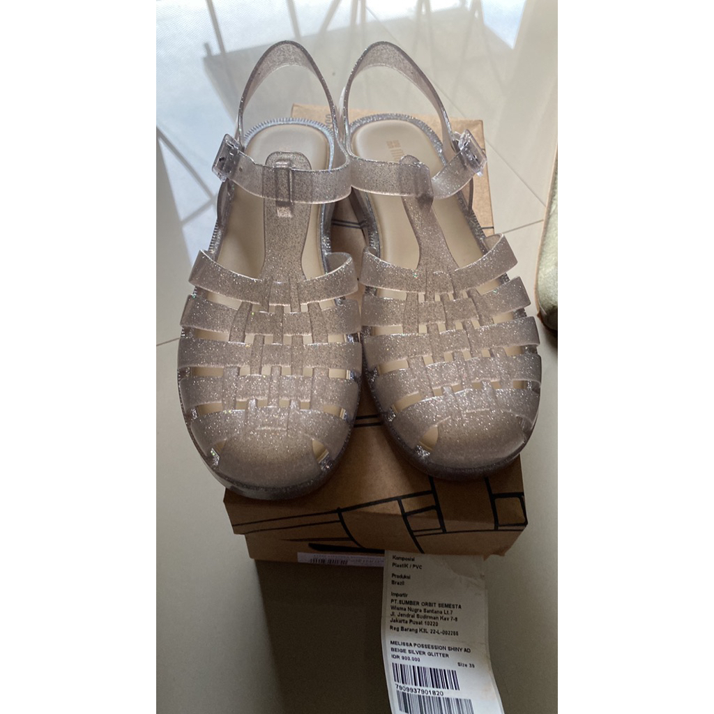 Melissa Possession AD Beige Silver Gliter size 39 New