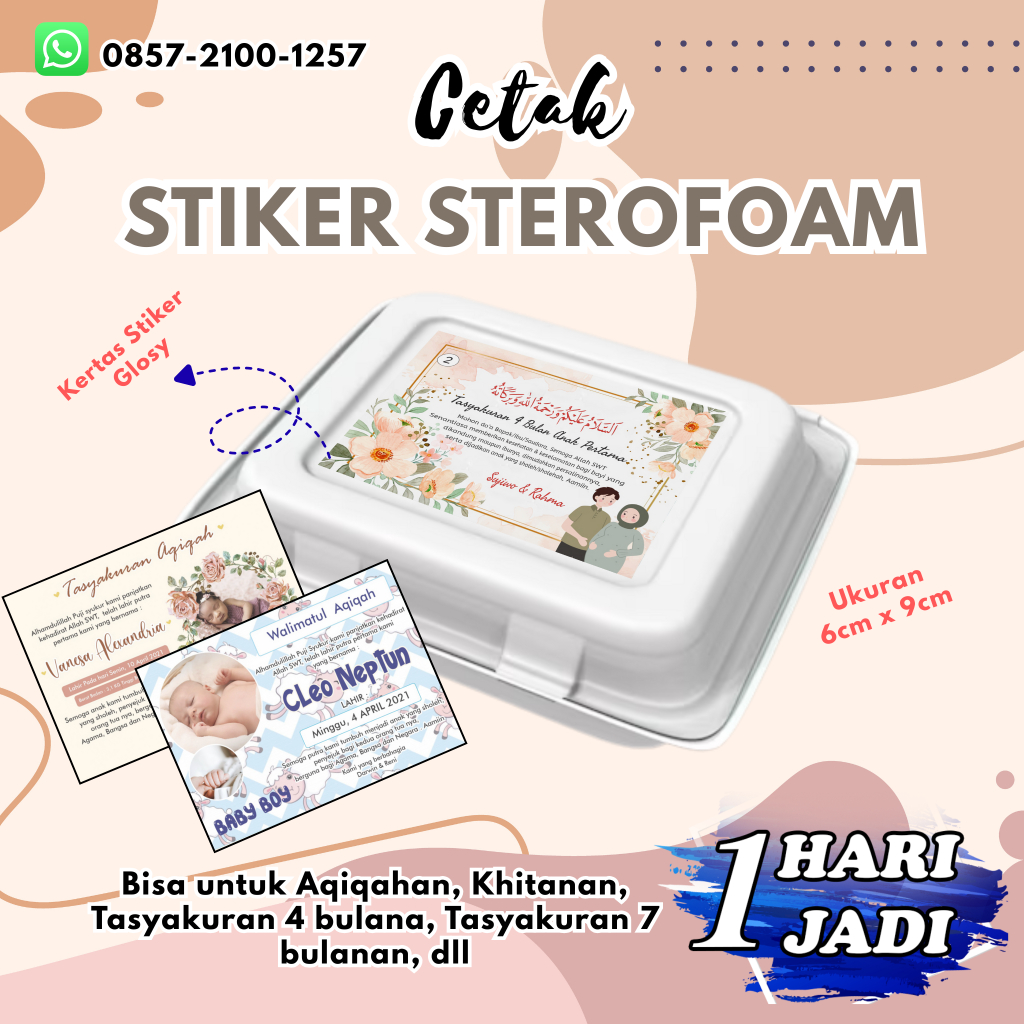 Stiker Label Sterofoam, Stiker Makanan Label Sterofoam, Stiker Bungkus Makanan Sterofoam, Stiker Ste