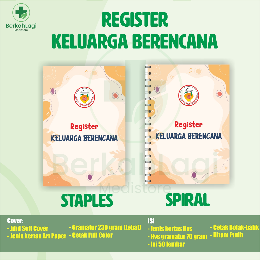 Buku Register Keluarga Berencana(KB), Buku Dokter, Buku Bidan, Buku Register