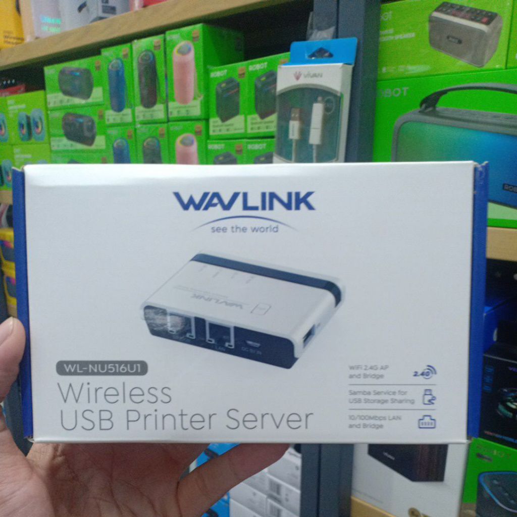 print server wavlink wireless WL-NU516U1 USB printer server wifi 2.4G 10/100mbps