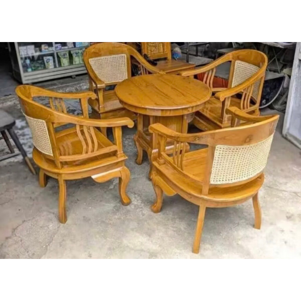 KURSI TAMU BETAWI LENONG ROTAN KAYU JATI | KURSINTERAS BETAWI LENONG KURSI TERAS MANGKOK KURSI ROPAN