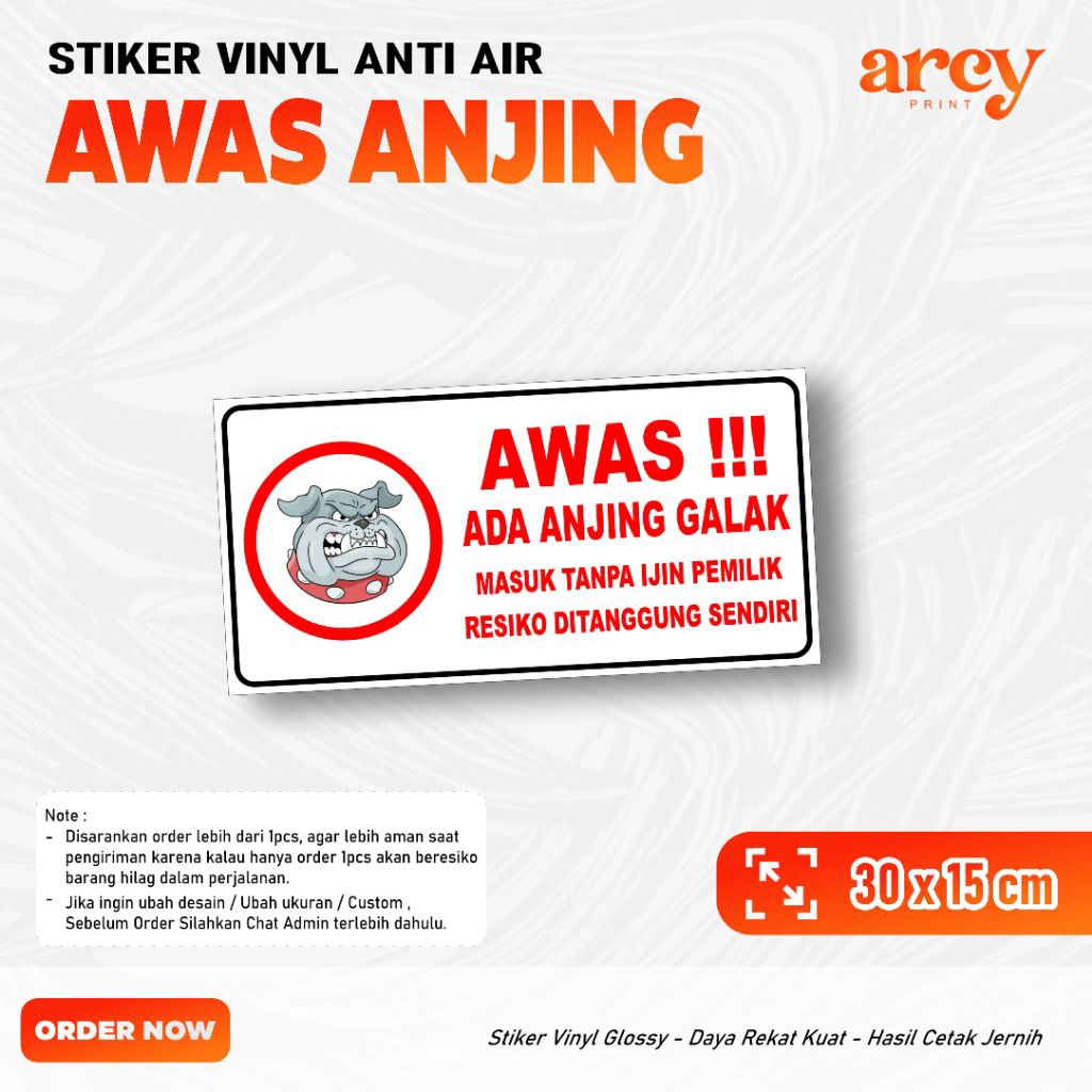 Stiker Awas Anjing Galak