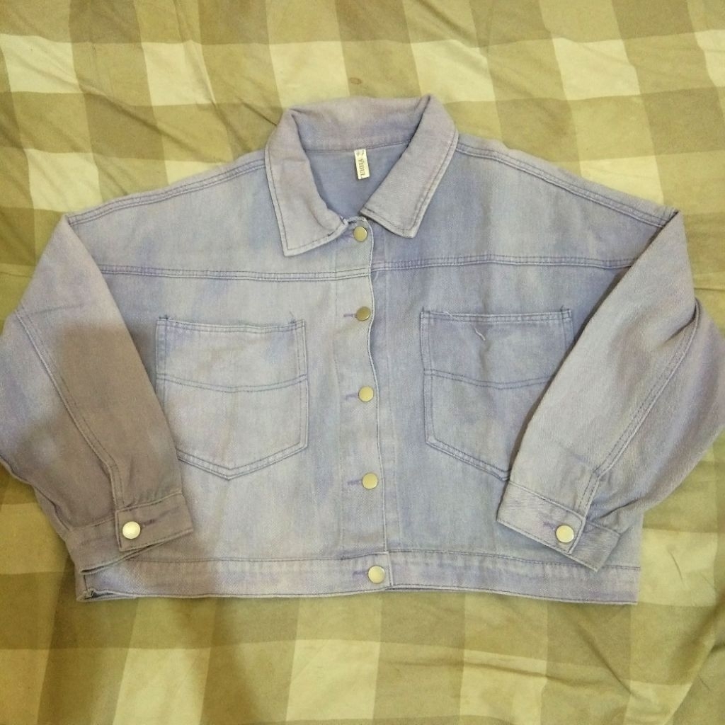 JACKET JEANS CROP LILAC, UNGU