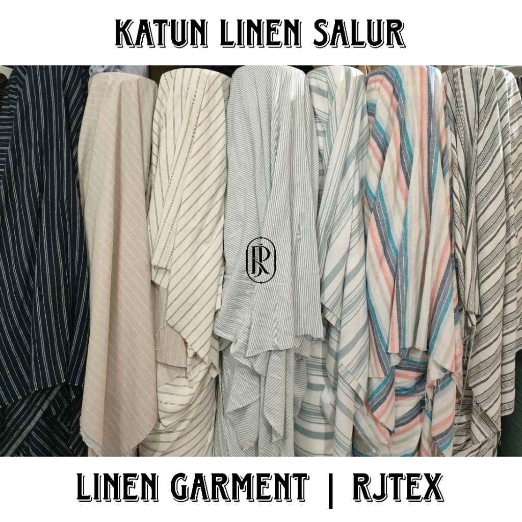 Best Seller Bahan Linen Motif - Kain Linen - Bahan Linen Motif salur - Linen Pure motif line Kain Li