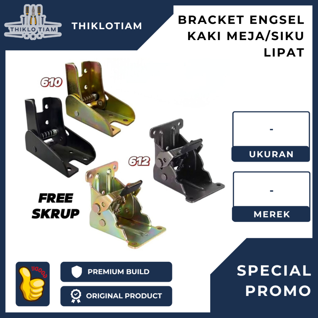 [TLH]BRACKET ENGSEL KAKI MEJA ALAT PENAHAN MEJA LIPAT / BRAKET SIKU LIPAT KURSI MEJA EMAS/HITAM 90 D