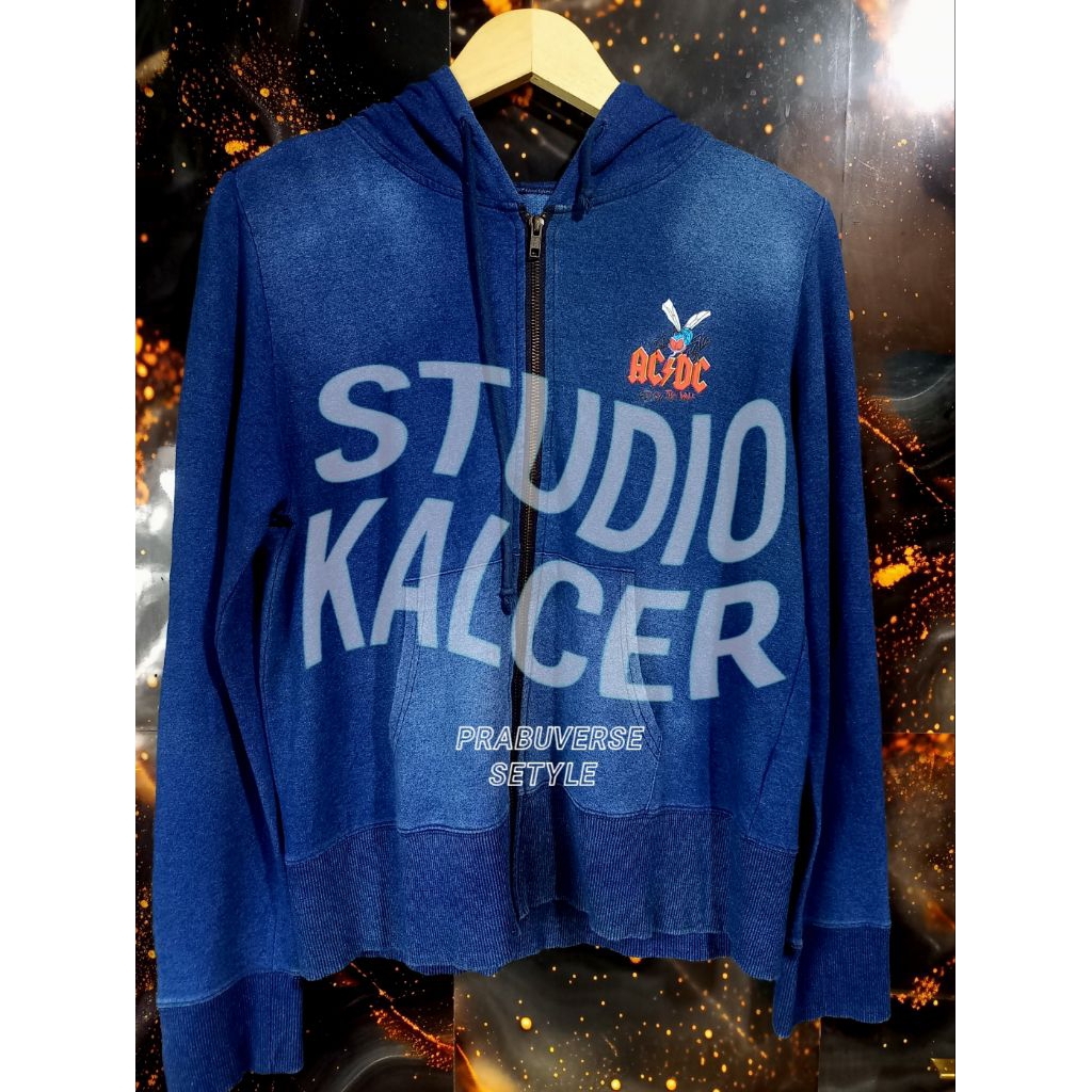 HOODIE ZIPPER ACDC WARNA DENIM WASH