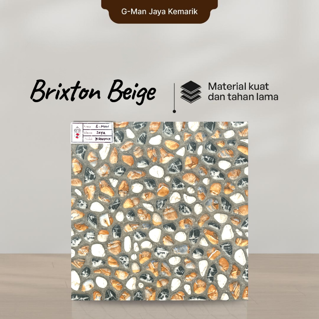 Keramik Lantai Kasar 40x40 Brixtone Beige Keramik Mulia Ceramic Garasi/Carpot Grade A Isi 6pcs