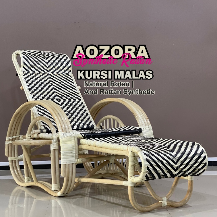 Kursi Malas Natural Aesthetic Kursi Santai Rotan Alam dan Rotan Sintetis Nyaman