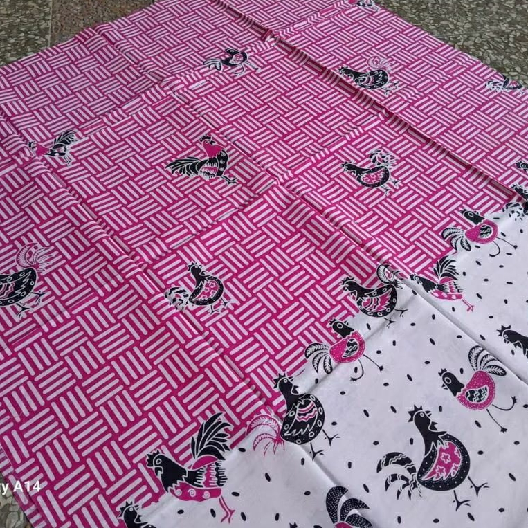 TERLARIS KAIN BATIK LAWEYAN SOLO ANYAMAN AYAM JAGO PINK-PUTIH NEW VERSION.