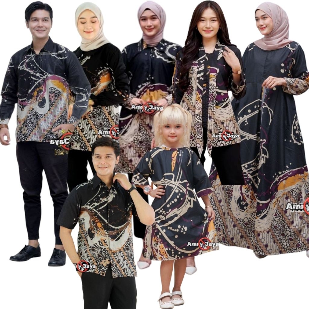 Amry Jaya Batik Motif Catra Batik Abstrak Batik Couple Keluarga Batik Warna Hitam Gamis Hitam Blus H