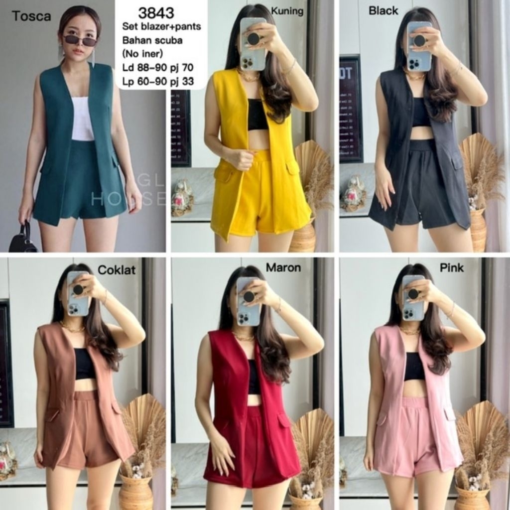 NAVISHA - SETELAN BLAZER 3843 / UKURAN LD 86 CM - 90 CM / SETELAN BLAZER WANITA BAHAN SCUBA PREMIUM 