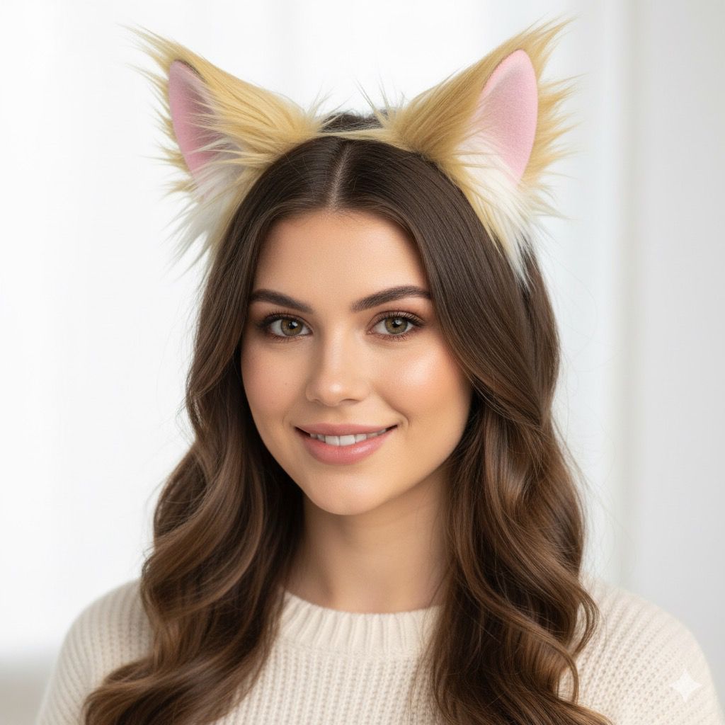 Bando kuping kucing bulu cosplay anime kawaii bulu panjang