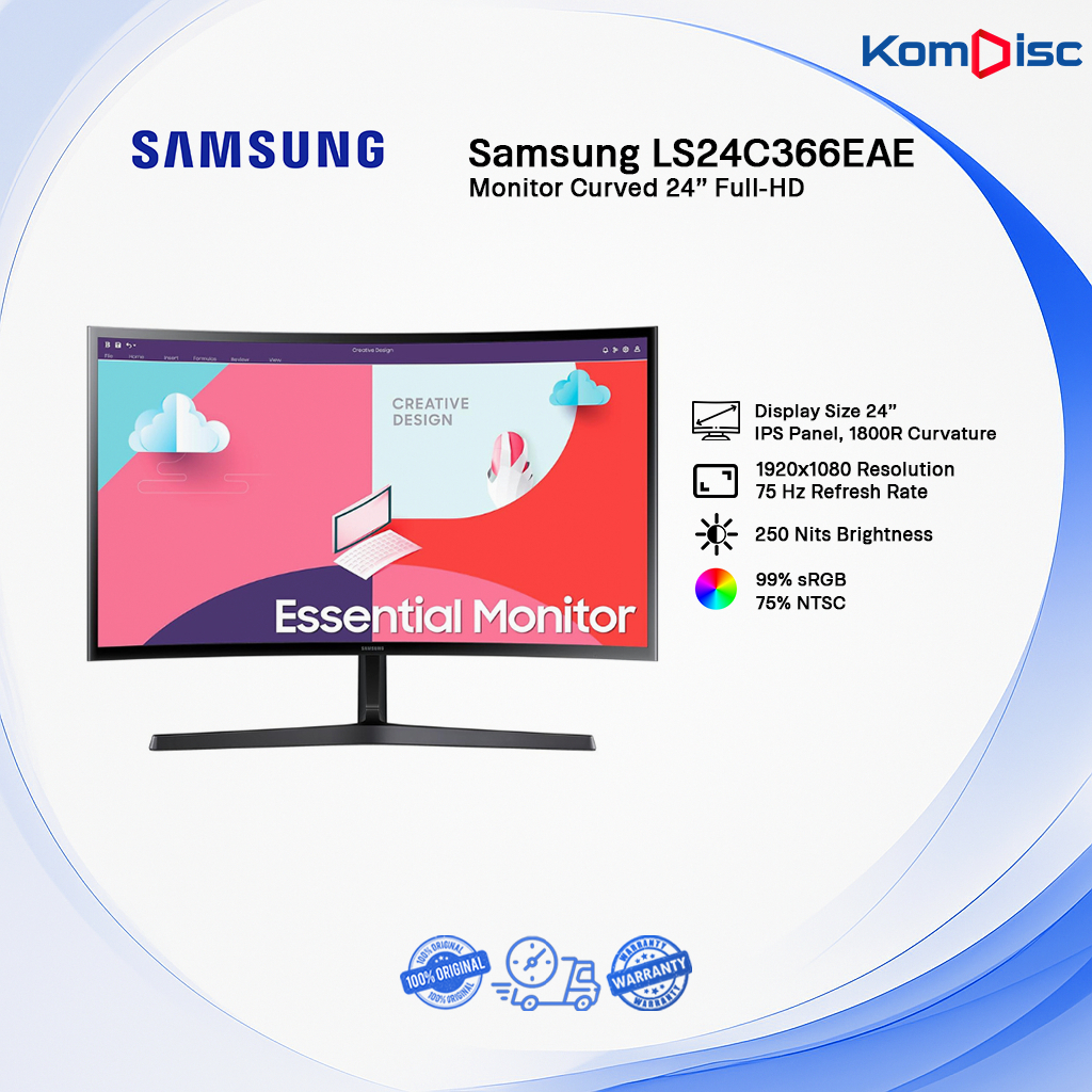 Monitor LED Samsung 24" Essential Curved S36C VA 75Hz / Curved Monitor